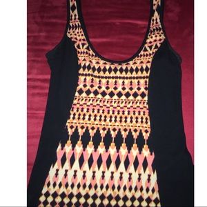 Tank midi dress. Tribal type print.